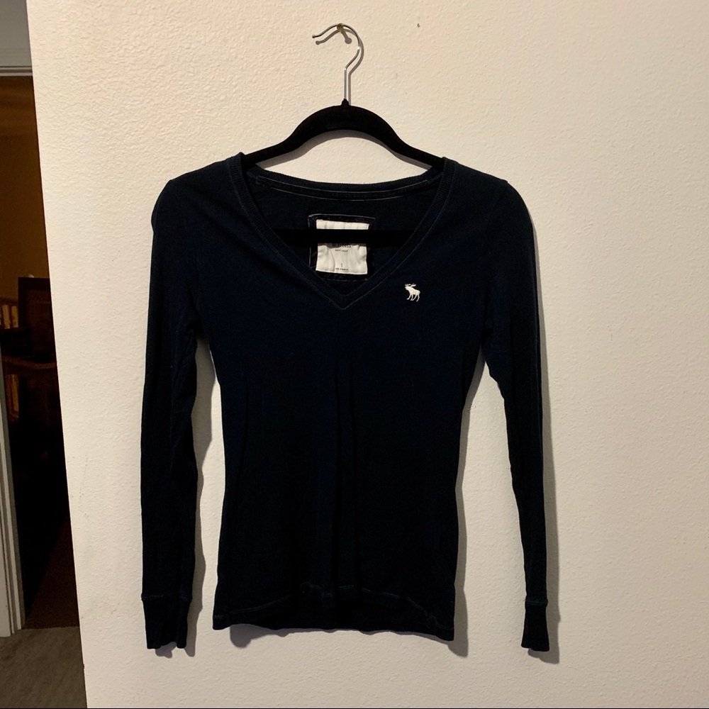 Abercrombie Navy V Neck Long Sleeve